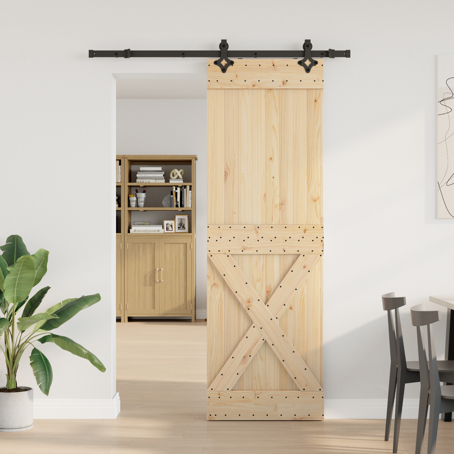 Sliding Door NARVIK Natural and Black 70 x 210 cm (152.5 cm)