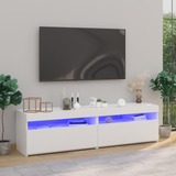 2 Piece TV Cabinet Set with LED Lights White 75x35x40 cm - Front View