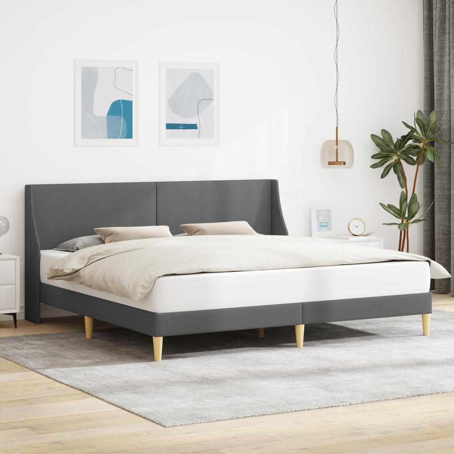 Bed Frame with Headboard Dark Grey 180 x 200 cm Fabric