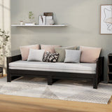 Pull-out Day Bed without Mattress Black 2x(90x190) cm - Front View