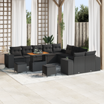Garden Sofa Set 13 pcs Black Poly Rattan