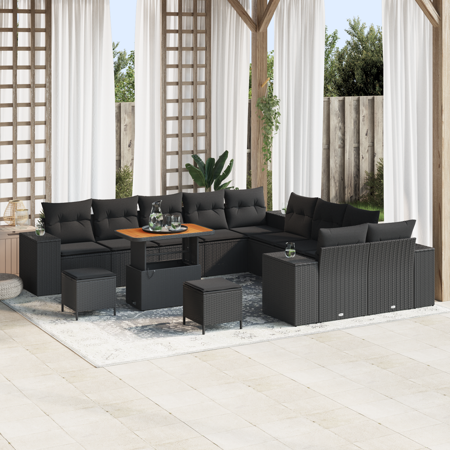 Garden Sofa Set 13 pcs Black Poly Rattan