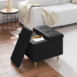 Storage Ottoman with Cushion Black 60 x 60 x 45 cm Faux leather - Top-Down View