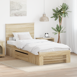Bed Frame with Headboard Sonoma Oak 90 x 200 cm Engineered Wood - Front View