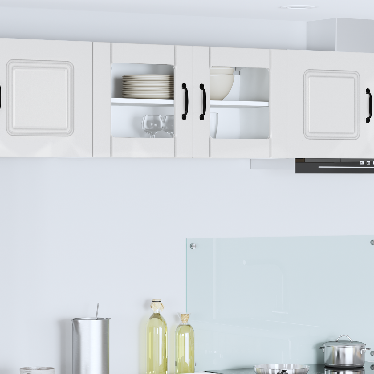 Wall Glass Cabinet LUCCA High Gloss White 80 x 31 x 40 cm