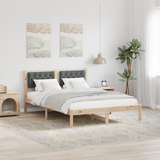 Bed Frame with Headboard Dark Grey 150 x 200 cm Solid Pine Wood - Side View