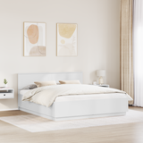 Bed Frame with Headboard White 180 x 200 cm Engineered Wood - Side View
