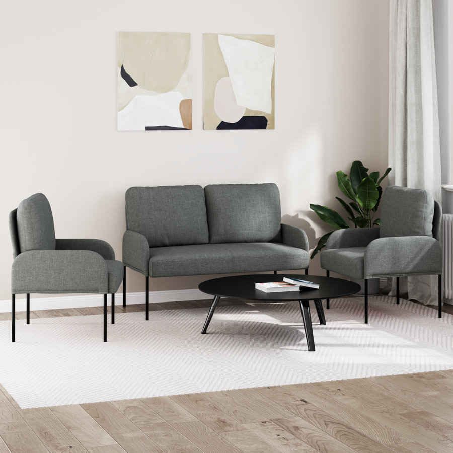 Sofa Sets 3 pcs Dark Grey Plywood