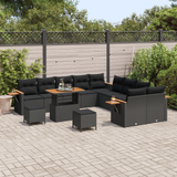 Garden Sofa Set with Cushion 17 pcs Black Poly Rattan - Side View