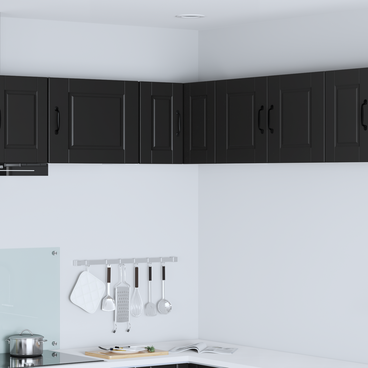Wall Corner Cabinet PORTO Black 57 x 57 x 40 cm Engineered Wood