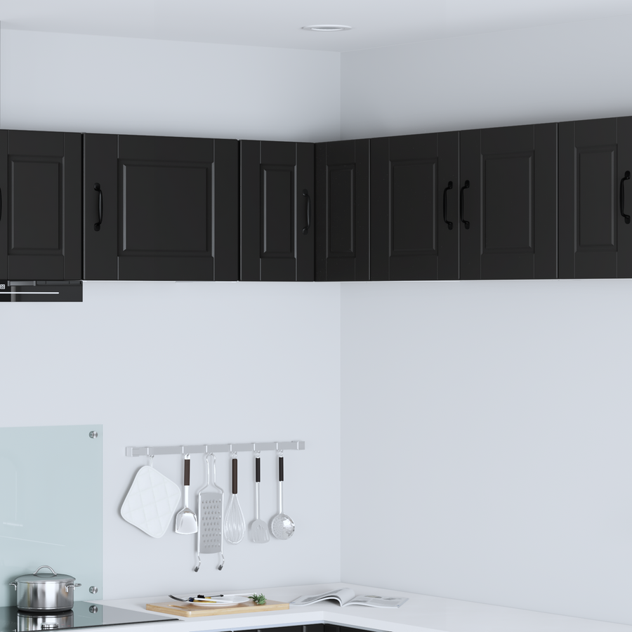 Wall Corner Cabinet PORTO Black 57 x 57 x 40 cm Engineered Wood