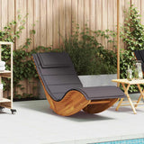 Rocking Sun Lounger with Cushion Solid Wood Acacia - Front View