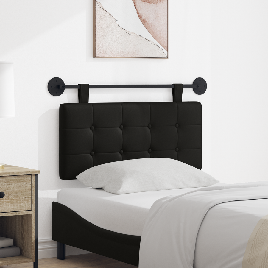 Hanging Headboard Black Faux Leather