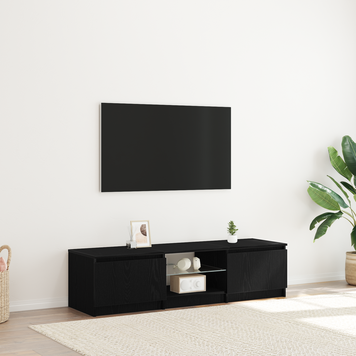 TV Cabinet Black Oak 140 x 38,5 x 36 cm Engineered Wood