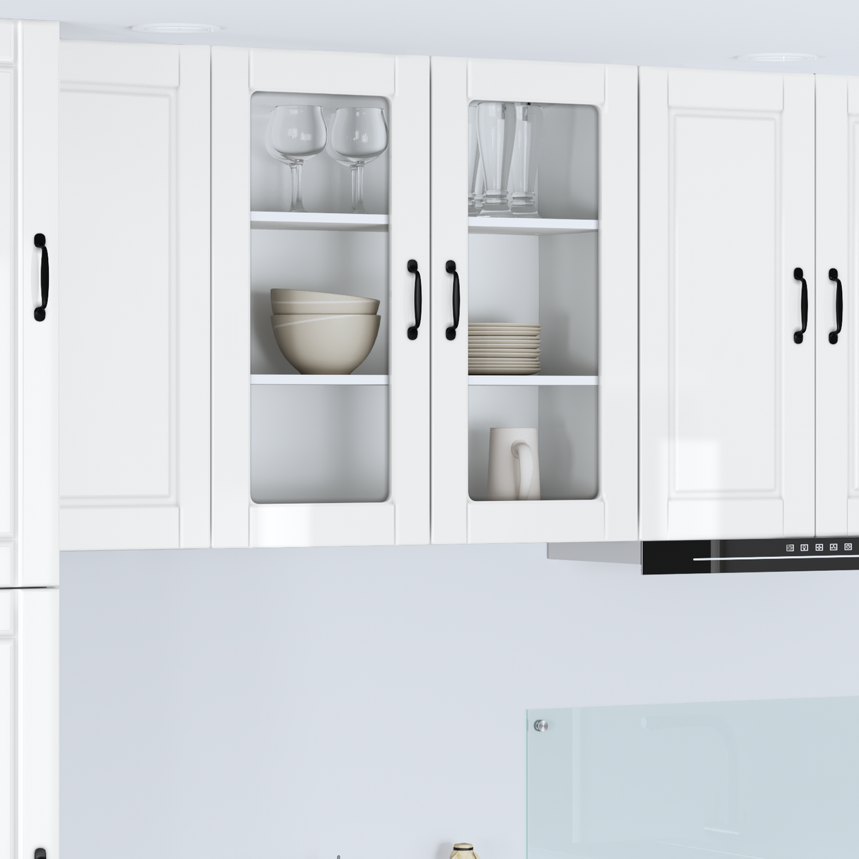 Wall Glass Cabinet PORTO High Gloss White 80 x 31 x 80 cm