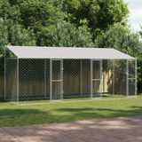 Dog Cage with Roof Silver 600 x 200 x 256 cm Steel and PE - Front View