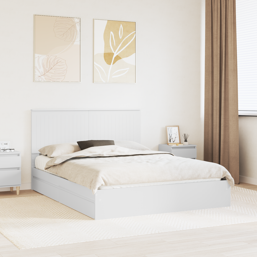 Storage Bed with Drawer White 150 x 200 cm Engineered Wood