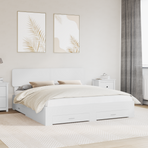 Bed Frame with Drawer White 180 x 200 cm Engineered Wood