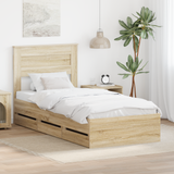 Bed Frame with Drawer Sonoma Oak 90 x 190 cm Engineered Wood - Front View