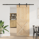 Sliding Door NARVIK Natural and Black 95 x 210 cm (213.5 cm) - Front View