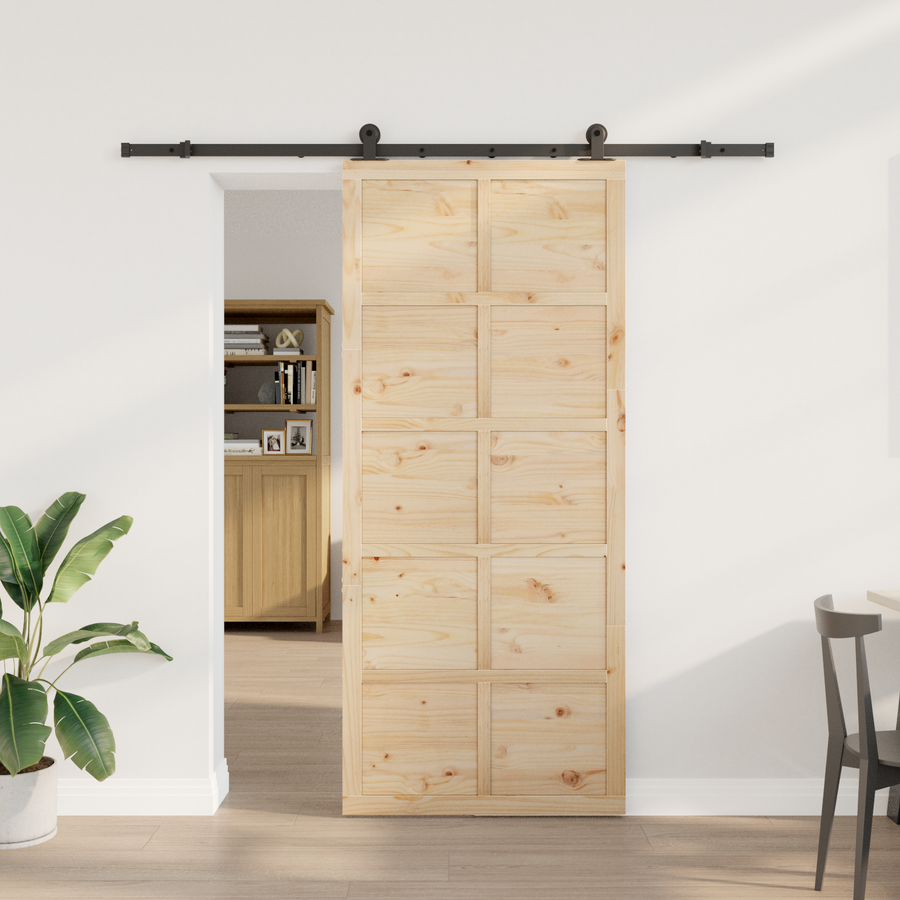 Sliding Door 90 x 208 cm Solid Pine Wood Natural