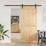 Sliding Door NARVIK Natural and Black 95 x 210 cm (213.5 cm)