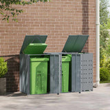 Wheelie Bin Storage for 3 Bins Grey 207x79x117 cm Steel - Side View