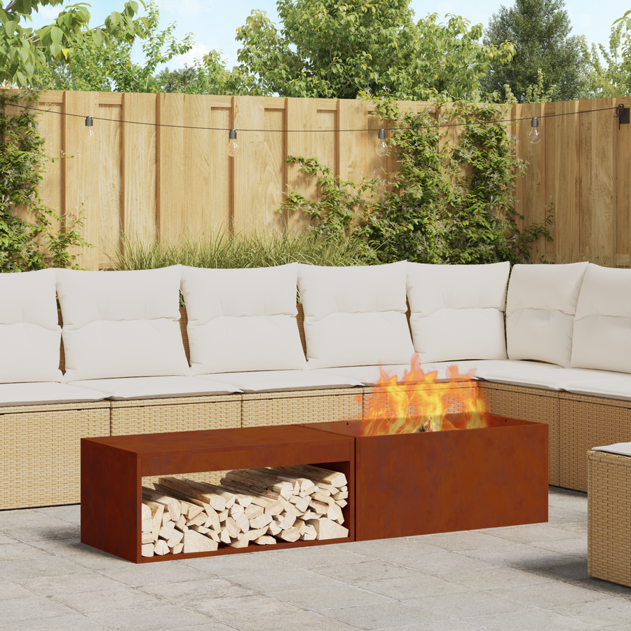Fire Bowl Rusty 160 x 45 x 35 cm Weathering Steel