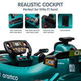 Aston Martin Aramco F1 Licensed Electric Kids Ride On Race Car - Low Angle