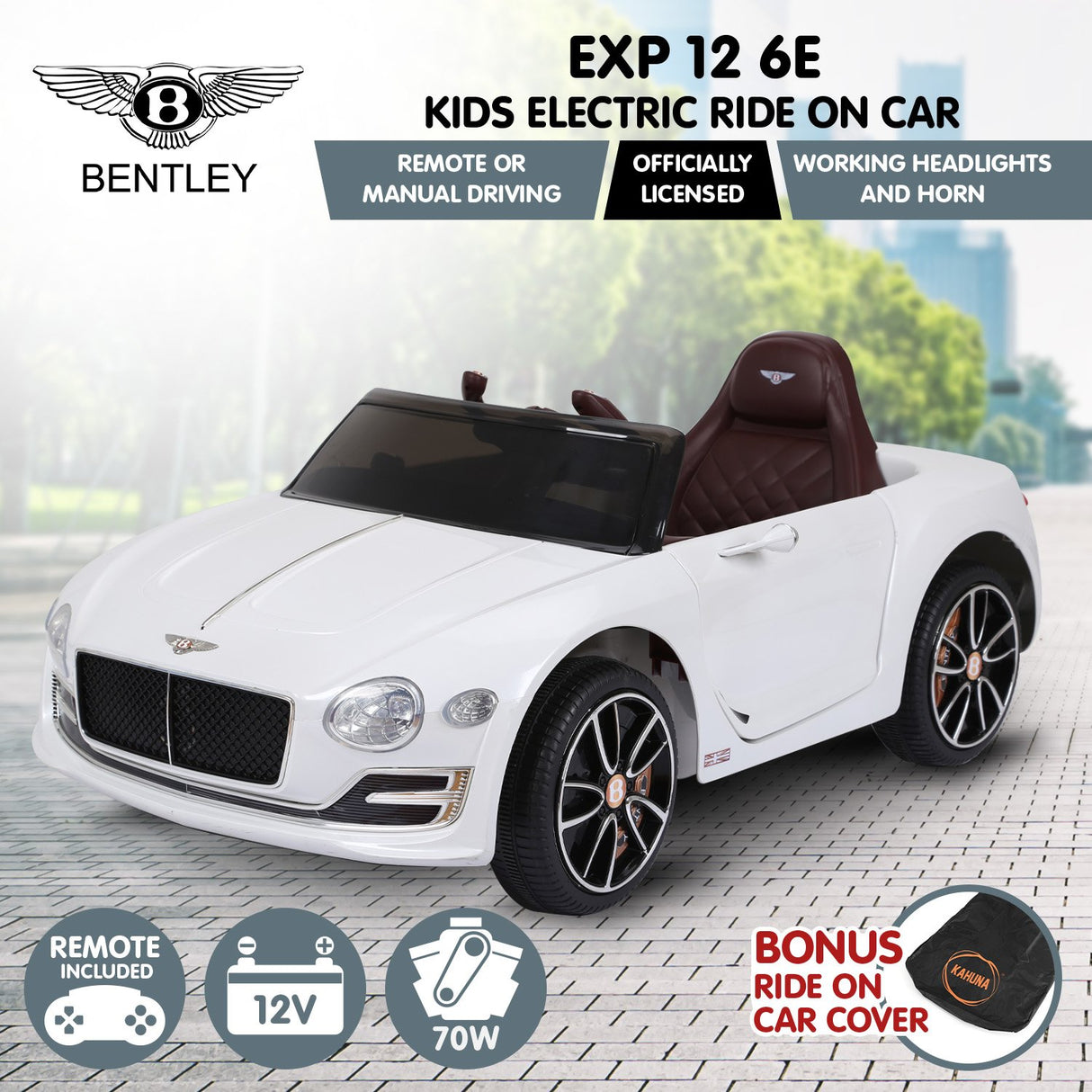 Bentley Exp 12 Speed 6E Licensed Kids Ride On Electric Car - White