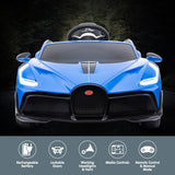 Licensed Bugatti Divo Kids Electric Ride On Car - Blue - 45-Degree Angle