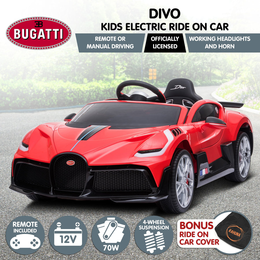 Licensed Bugatti Divo Electric Kids Ride-on Car - Red