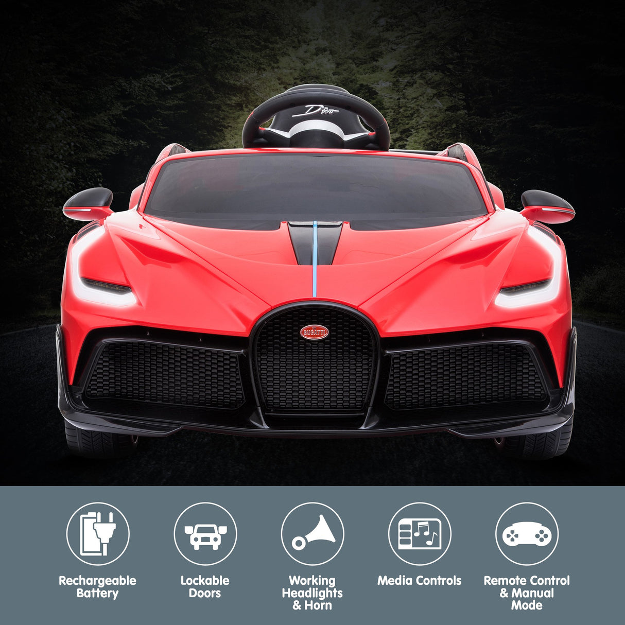 Licensed Bugatti Divo Electric Kids Ride-on Car - Red