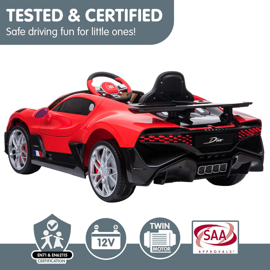 Licensed Bugatti Divo Electric Kids Ride-on Car - Red