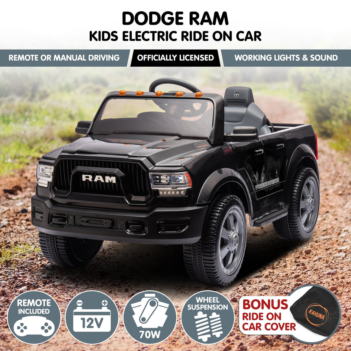 Dodge RAM Electric Ride On Car - Black