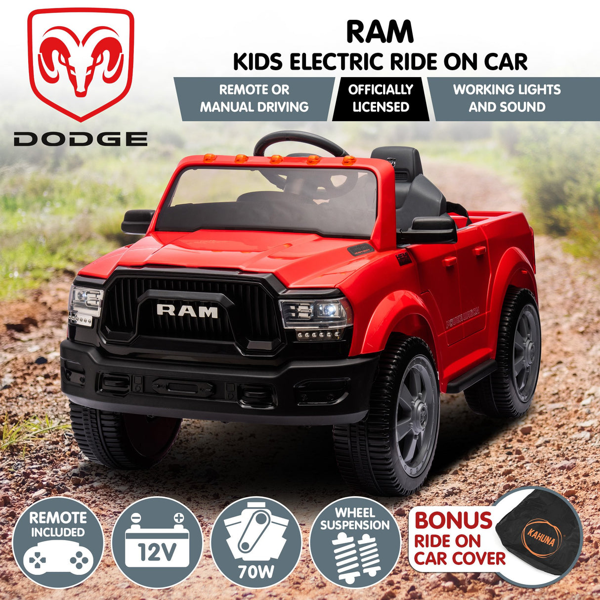 Dodge RAM Electric Ride On Car in Red