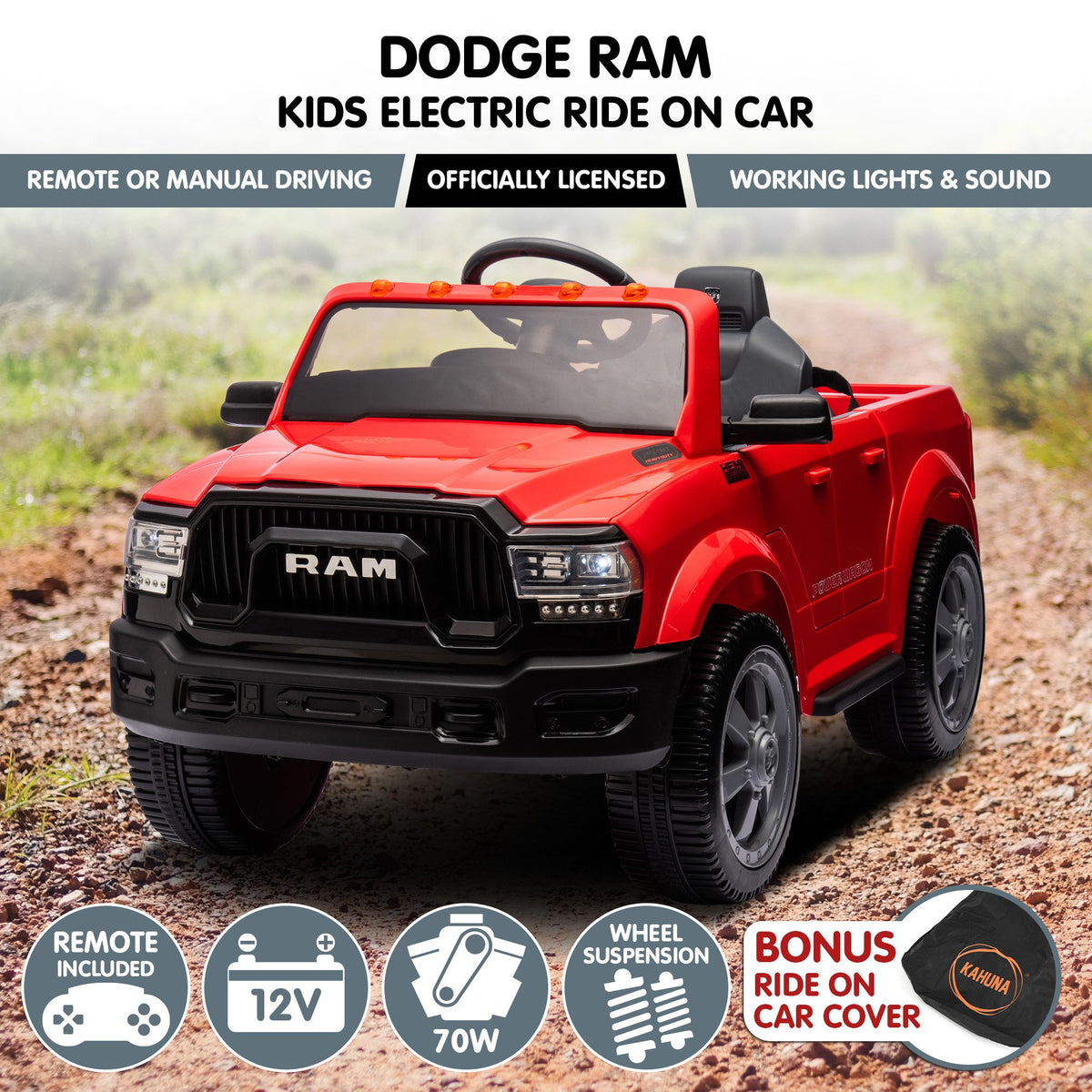 Dodge RAM Electric Ride On Car in Red