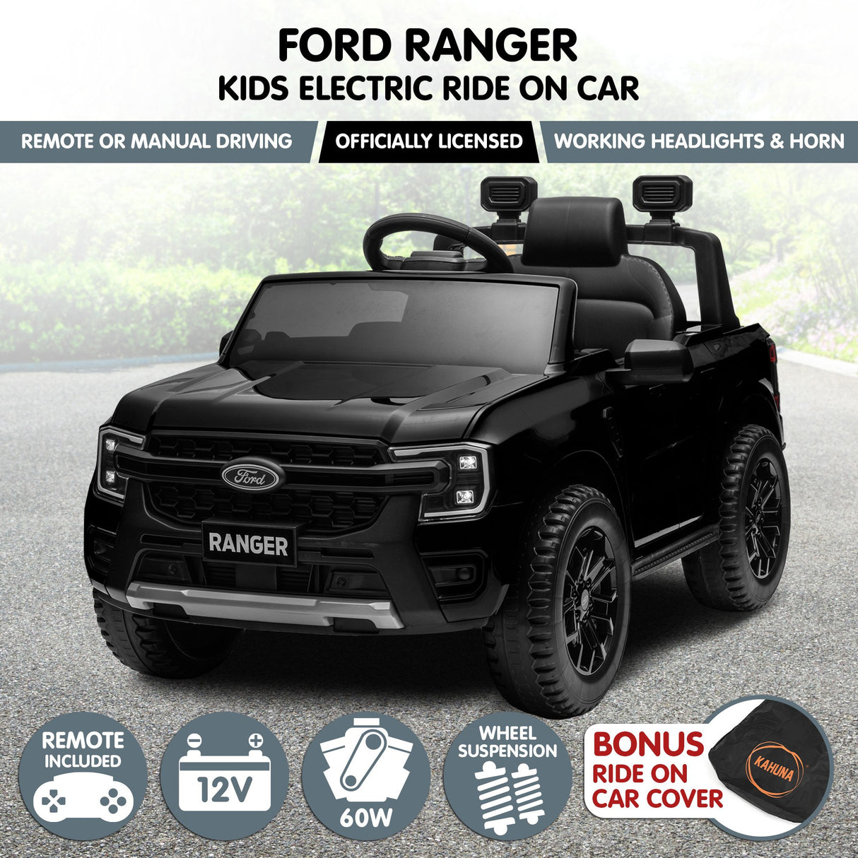 Ford Ranger Electric Kids Ride On Car - Black
