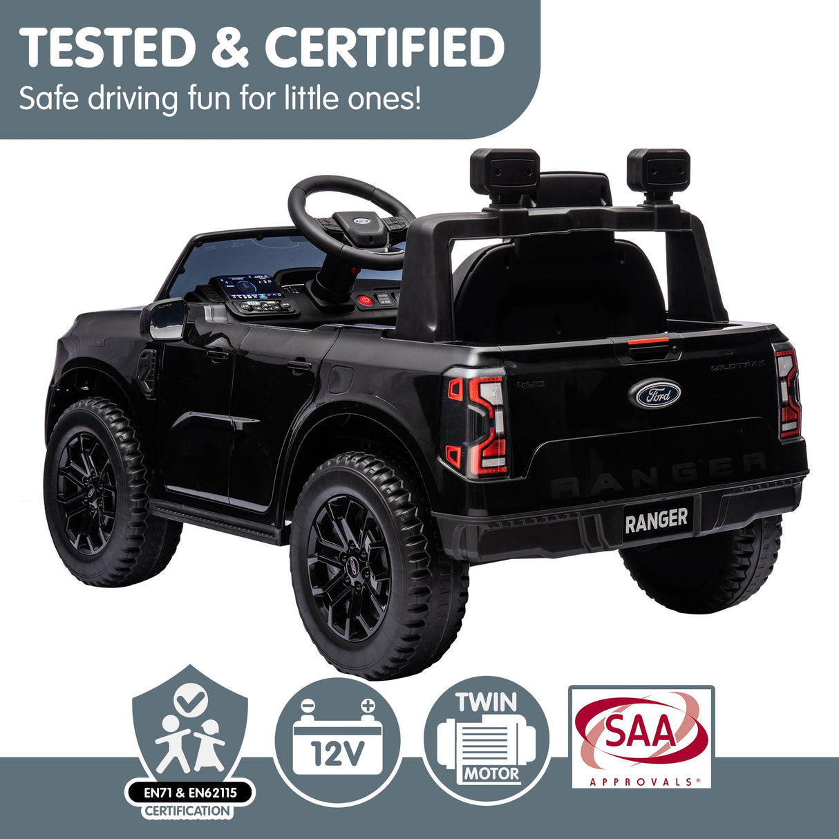 Ford Ranger Electric Kids Ride On Car - Black