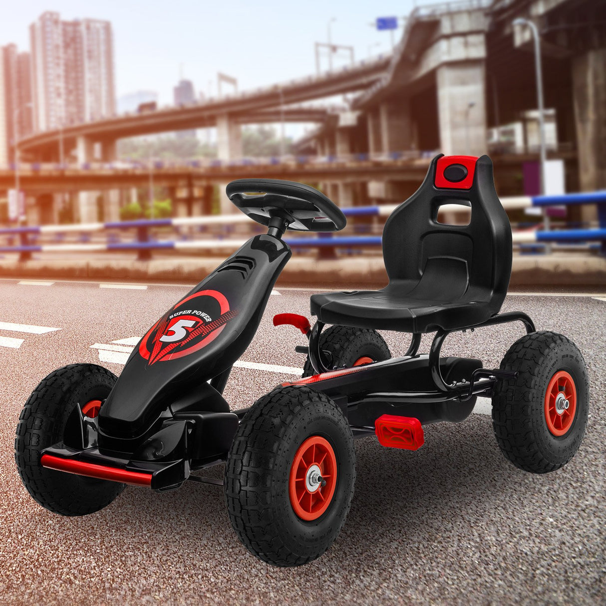 Kahuna G18 Kids Ride On Pedal Powered Go Kart Racing Style - Red