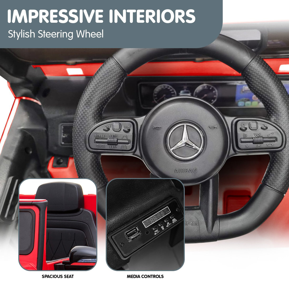 Mercedes Benz AMG G63 Licensed Kids Ride On Car Remote Control - Red