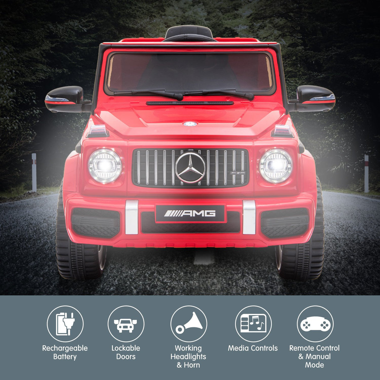 Mercedes Benz AMG G63 Licensed Kids Ride On Car Remote Control - Red
