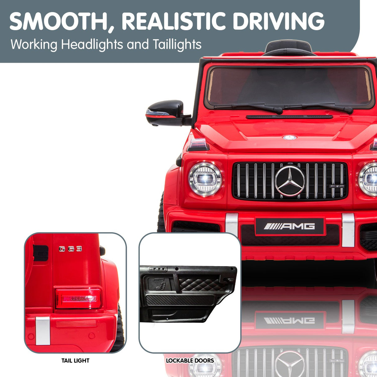Mercedes Benz AMG G63 Licensed Kids Ride On Car Remote Control - Red