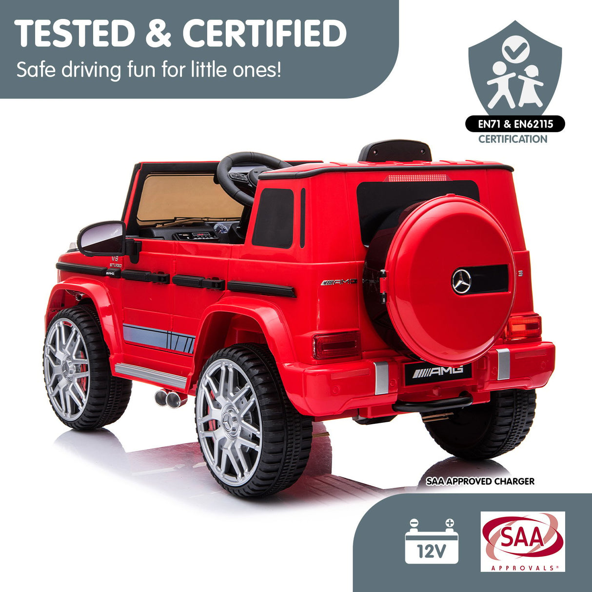 Mercedes Benz AMG G63 Licensed Kids Ride On Car Remote Control - Red