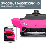 Lamborghini Performante Kids Electric Ride On Car Remote Control Pink - Low Angle