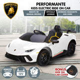 Lamborghini Performante Kids Electric Ride On Car - White - Side View