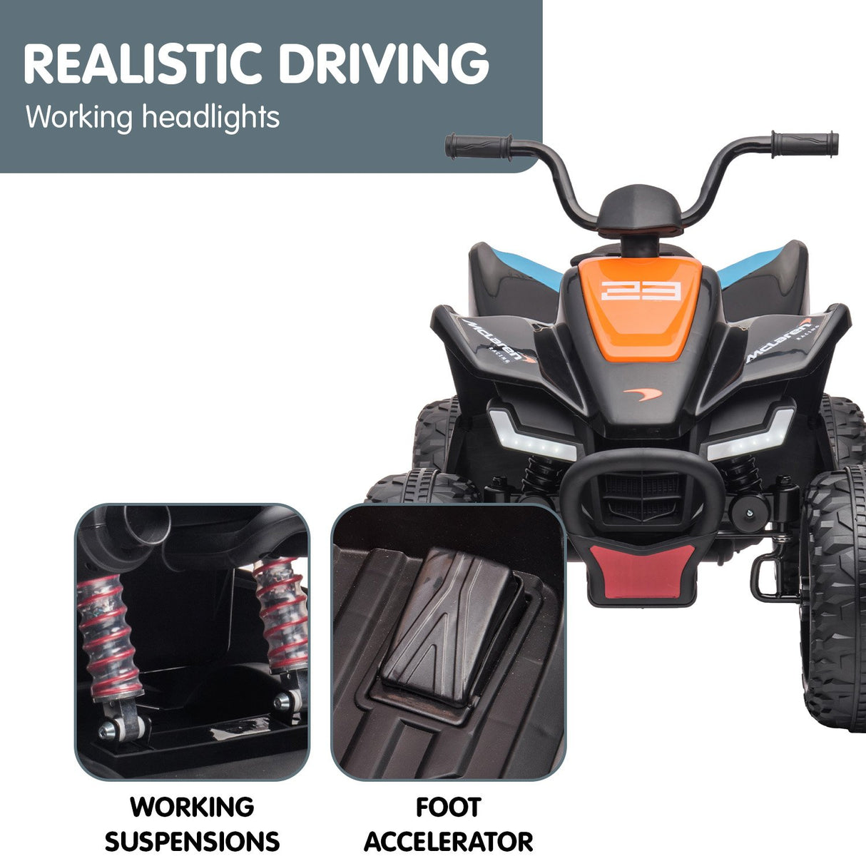 MCL35 McLaren Kids Toy Ride On Electric Quad Bike - Black