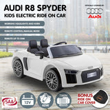 R8 Spyder Audi Licensed Kids Electric Ride On Car Remote Control White