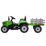 Kahuna MX-611 Kids Electric Ride On Tractor Trailer Car Green Grey - Side View