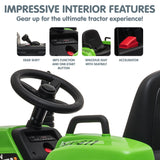 Kahuna MX-611 Kids Electric Ride On Tractor Trailer Car Green Grey - Low Angle